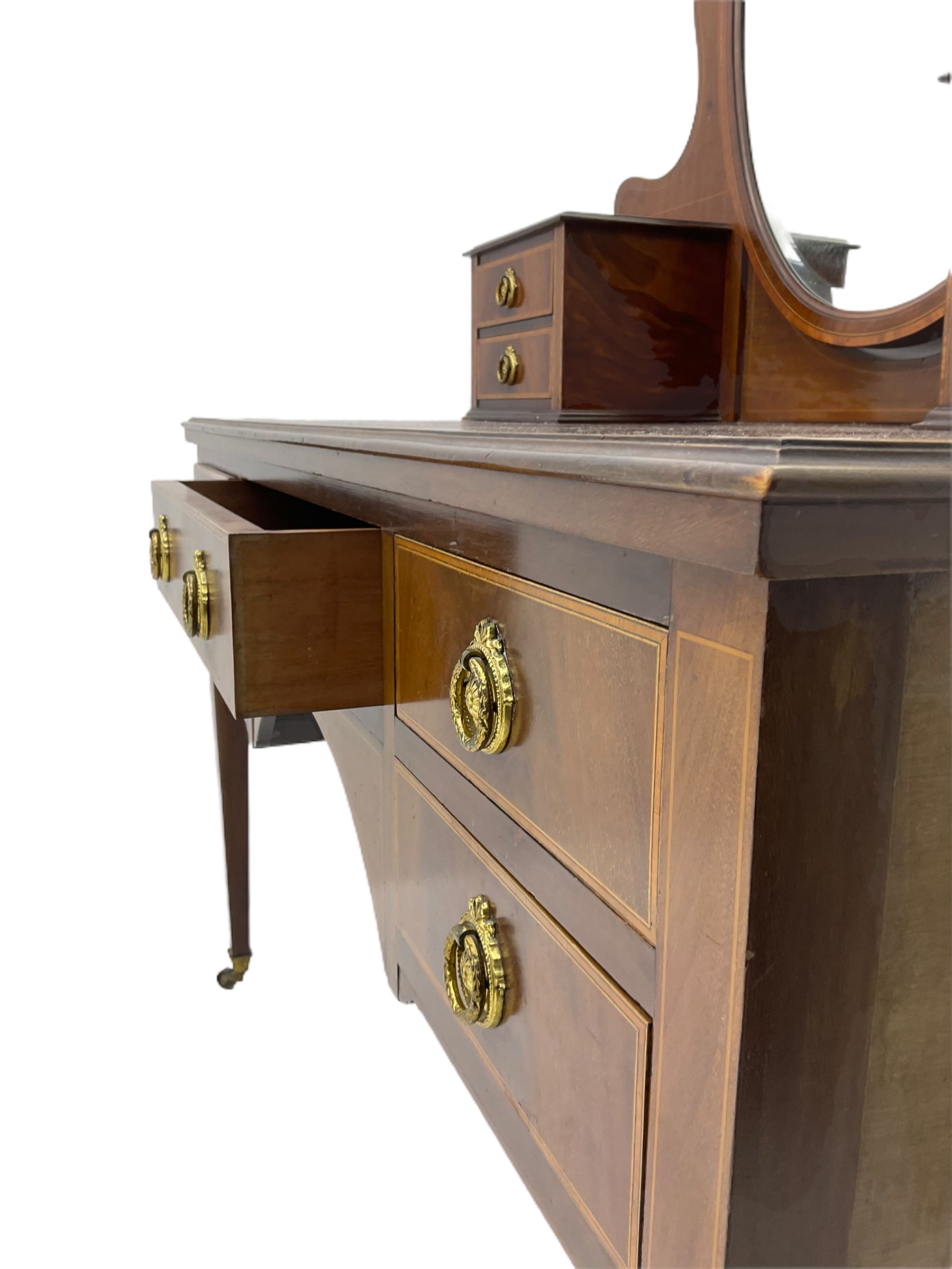 James Shoolbred & Co. London - Edwardian inlaid mahogany dressing table - Image 4 of 6