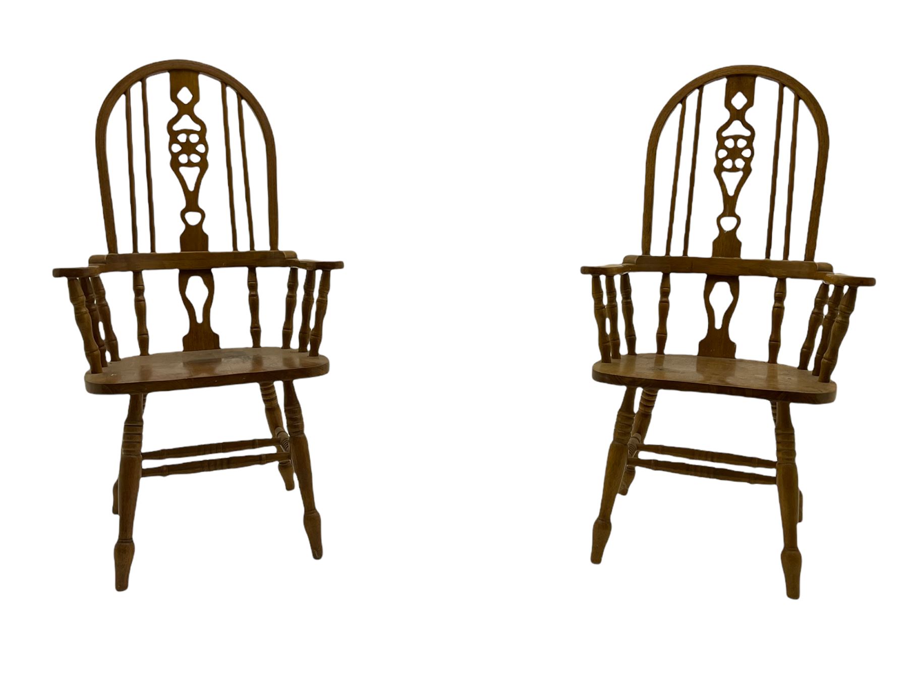 Set of six lightwood Windsor style dining chairs - Image 3 of 12