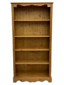 Tall solid pine open bookcase