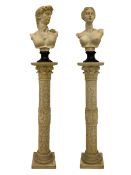 Pair Classical style composite busts depicting David and Venere di Milo