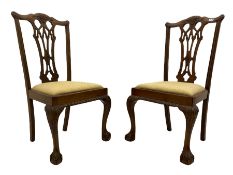 Pair Chippendale style mahogany dining chairs