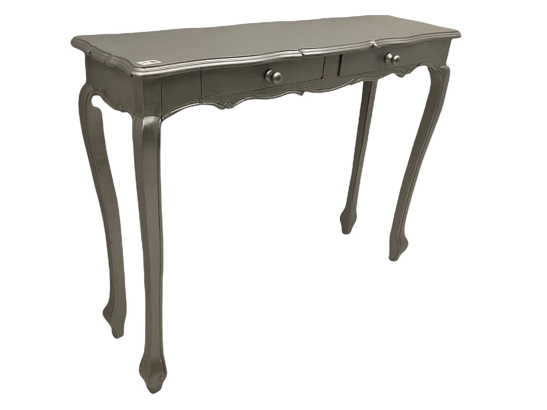 Silver painted console table with two drawers - Image 3 of 6