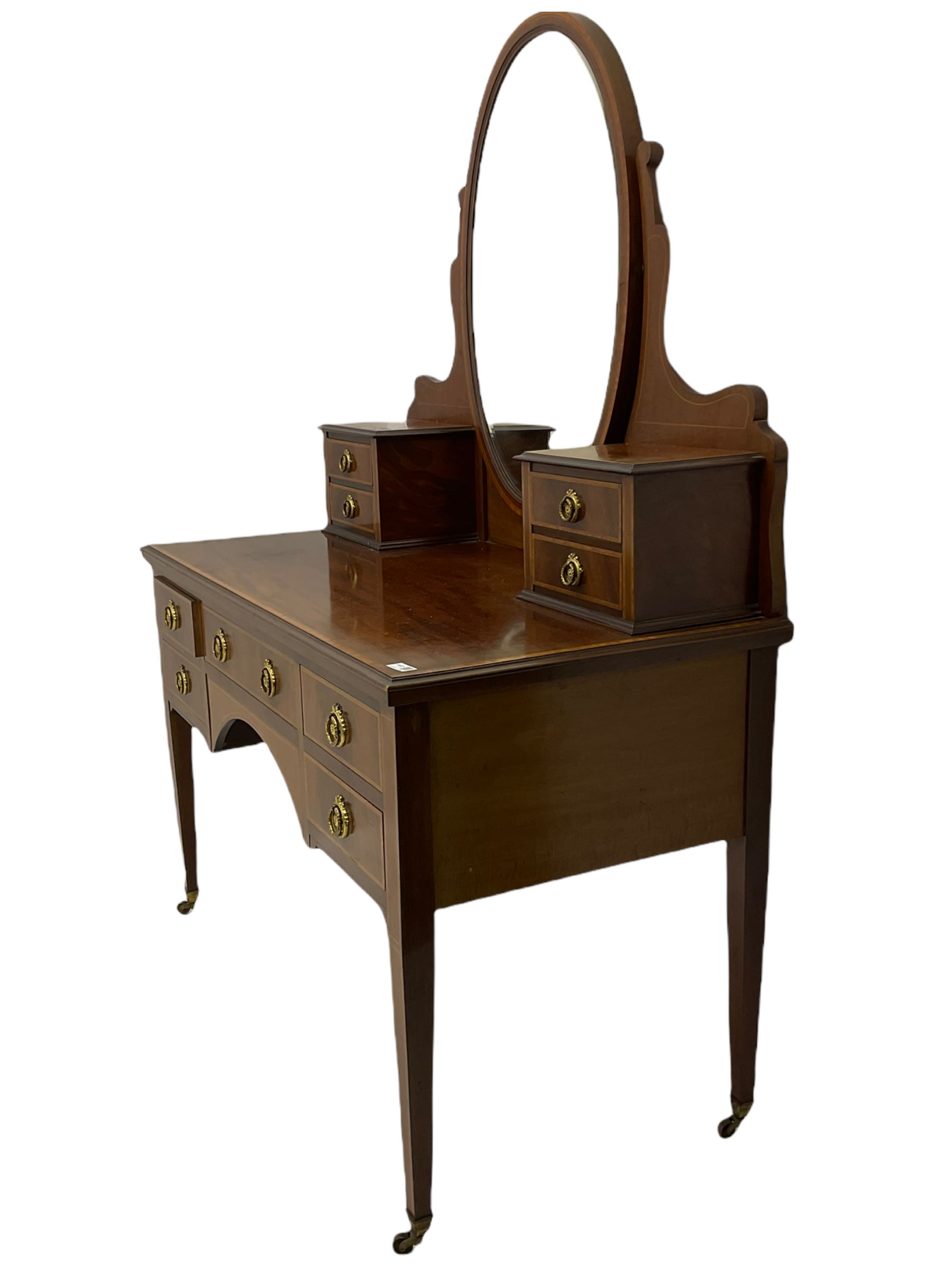 James Shoolbred & Co. London - Edwardian inlaid mahogany dressing table - Image 3 of 6
