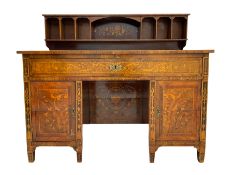 19th century inlaid walnut kneehole desk