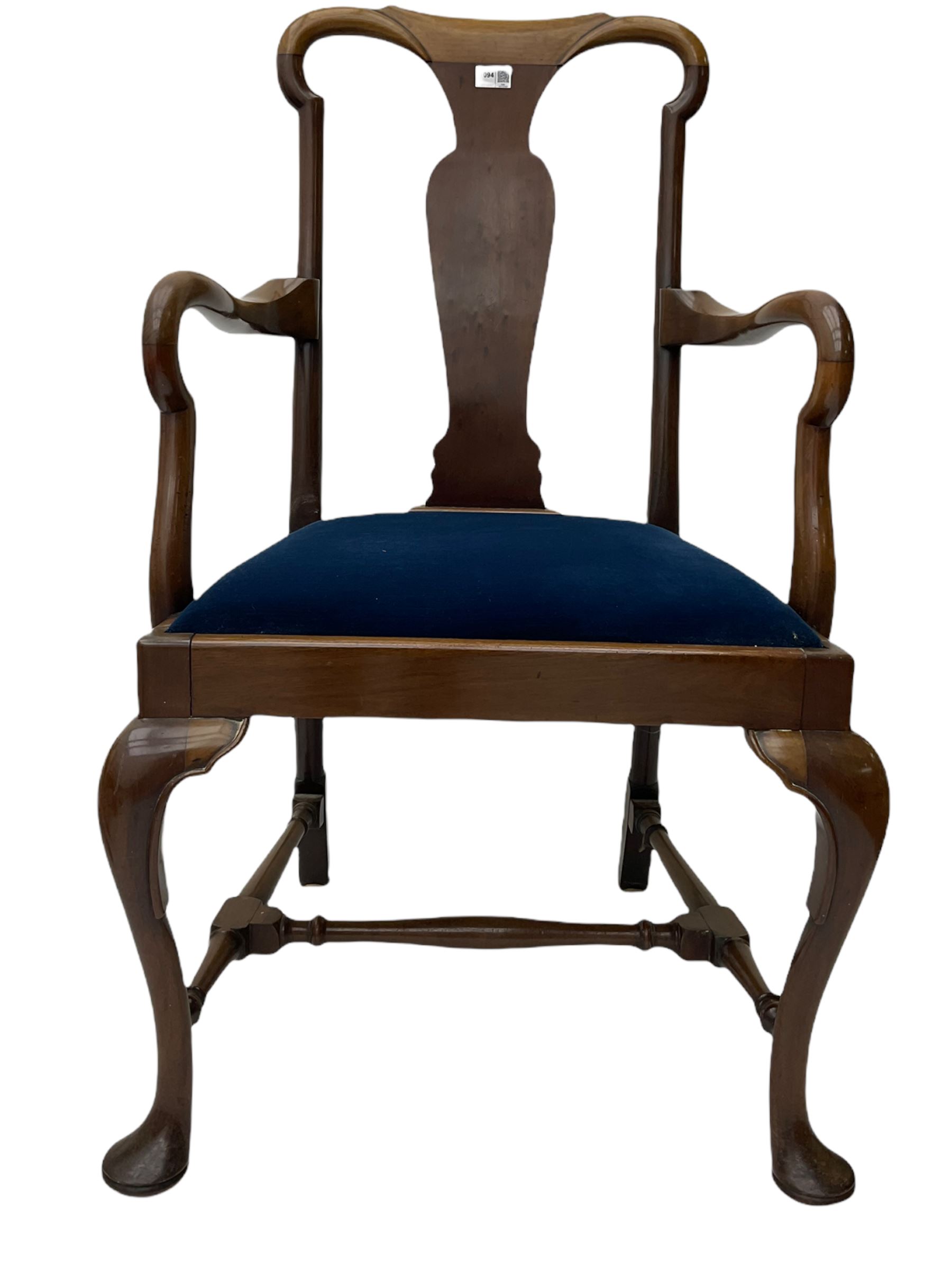 Set five early 20th century mahogany Queen Anne style dining chairs - Image 4 of 8