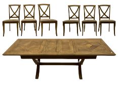 Willis & Gambier - mango wood and flagstone extending dining table with additional leaf