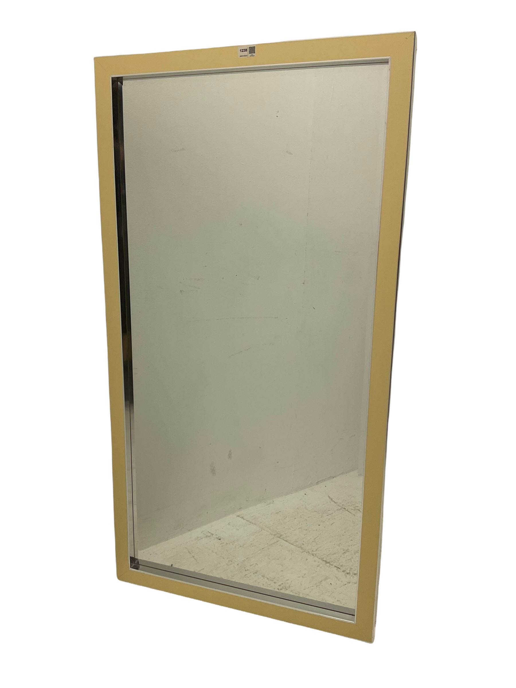 Contemporary cream and chrome framed mirror