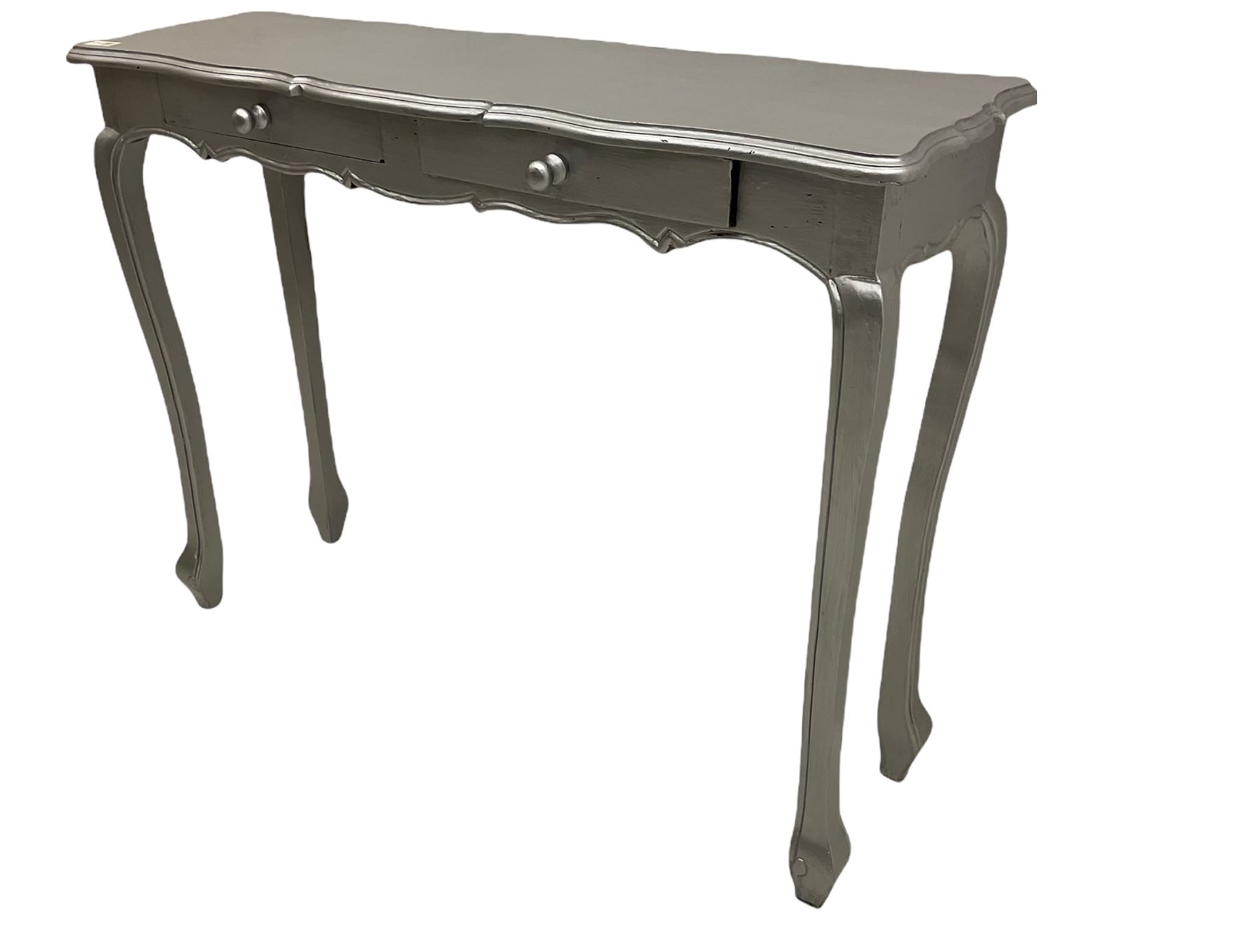 Silver painted console table with two drawers - Image 4 of 6