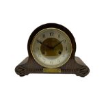 An oak cased 1930's eight-day German mantle clock manufactured by HAC (Hamburg Amerikanische Uhrenfa