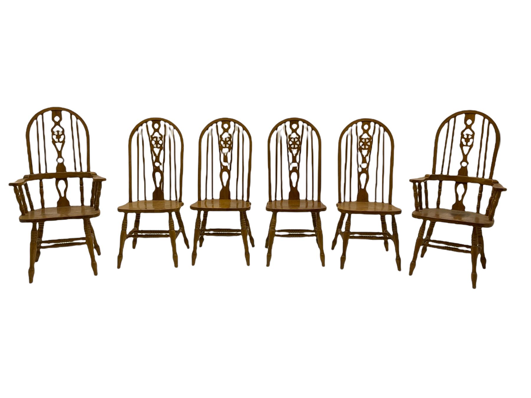 Set of six lightwood Windsor style dining chairs - Image 12 of 12