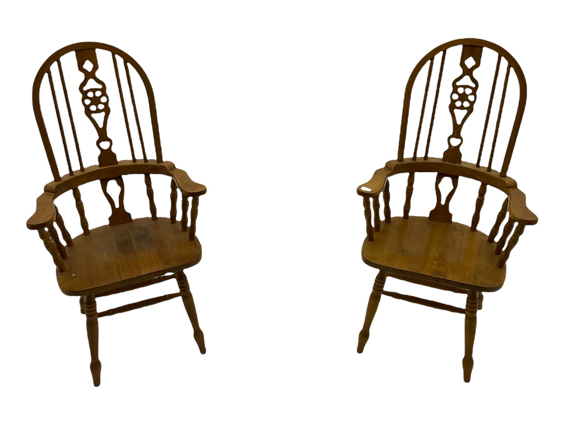 Set of six lightwood Windsor style dining chairs - Image 10 of 12