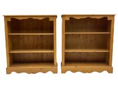 Two pine open bookcases