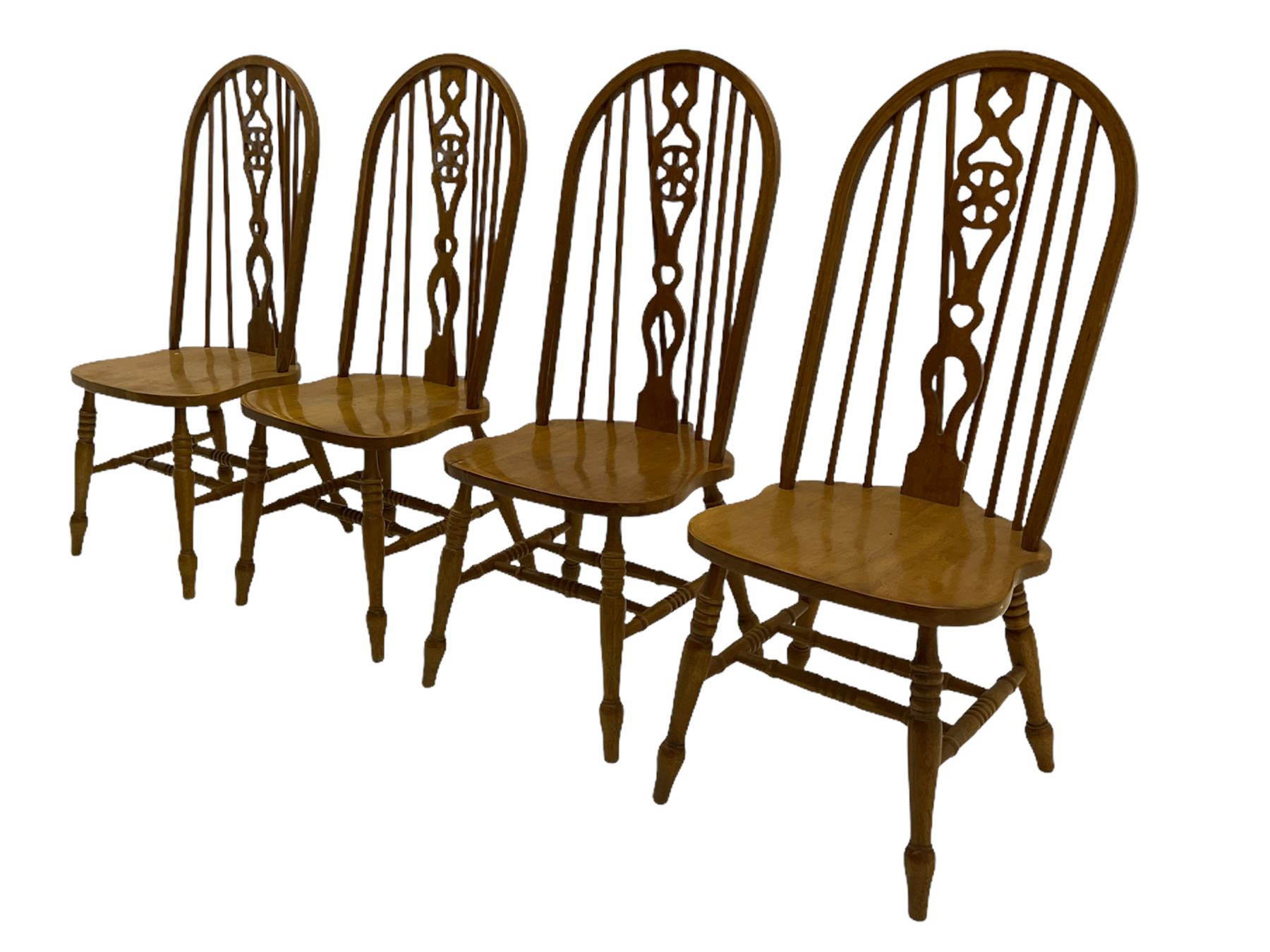 Set of six lightwood Windsor style dining chairs - Image 9 of 12