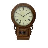 An American drop dial wall clock c1890 with a 16” walnut bezel with hexagonal parquetry inlay