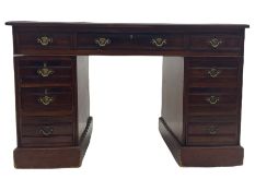 Edwardian mahogany twin pedestal desk