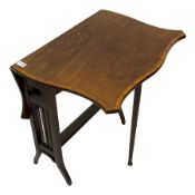 Edwardian inlaid mahogany drop leaf Sutherland table