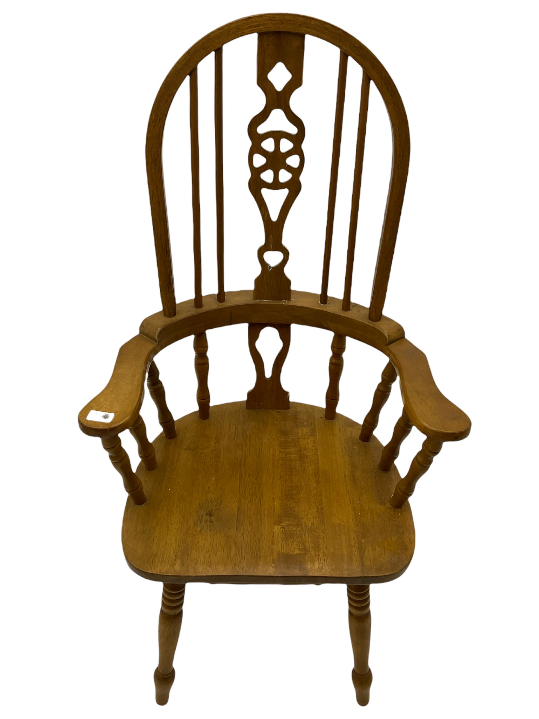 Set of six lightwood Windsor style dining chairs - Image 7 of 12