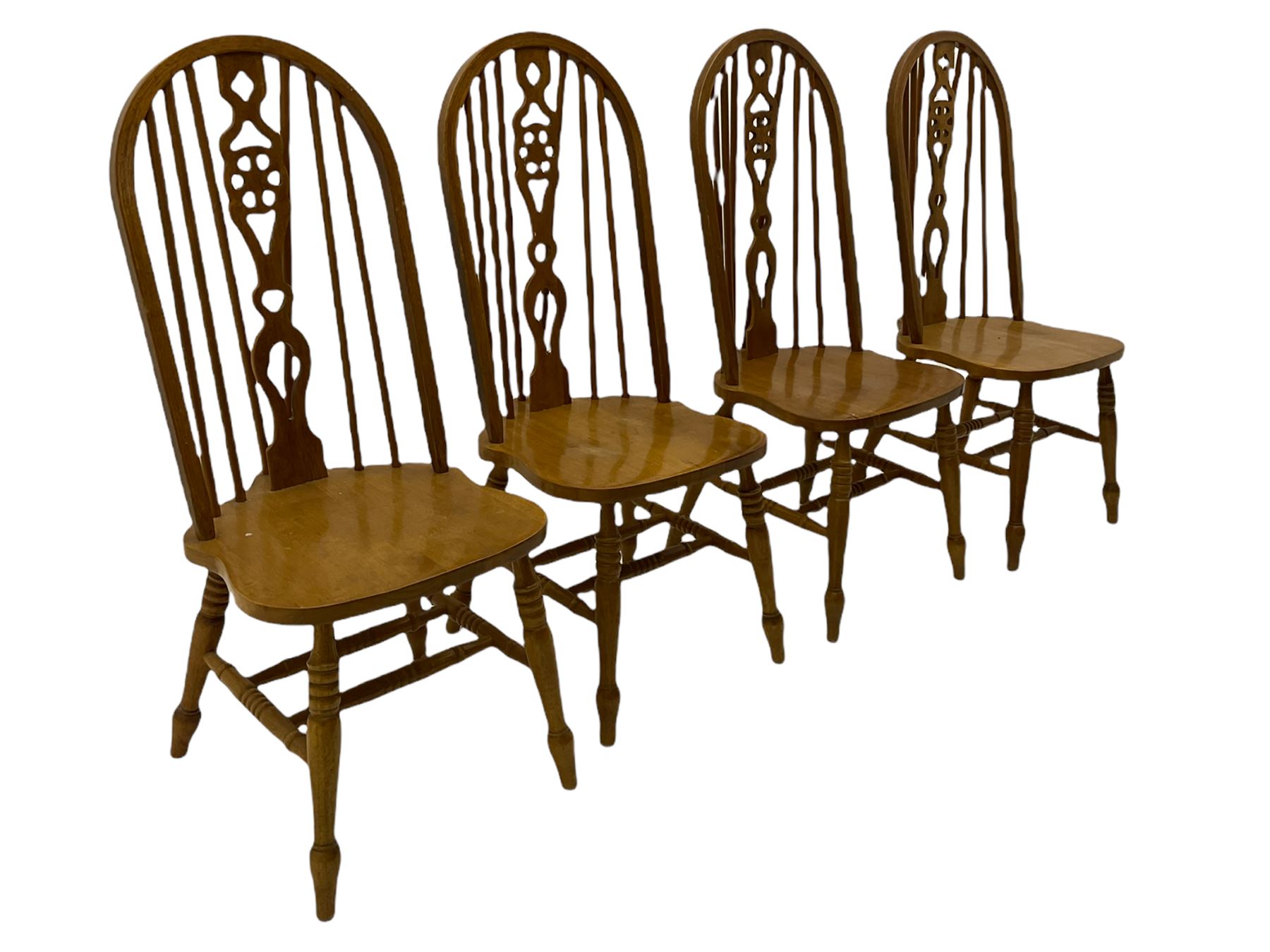 Set of six lightwood Windsor style dining chairs - Image 8 of 12