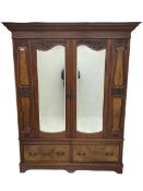 Late 19th century walnut double wardrobe