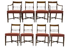 Set of eight (6+2) Regency mahogany dining chairs