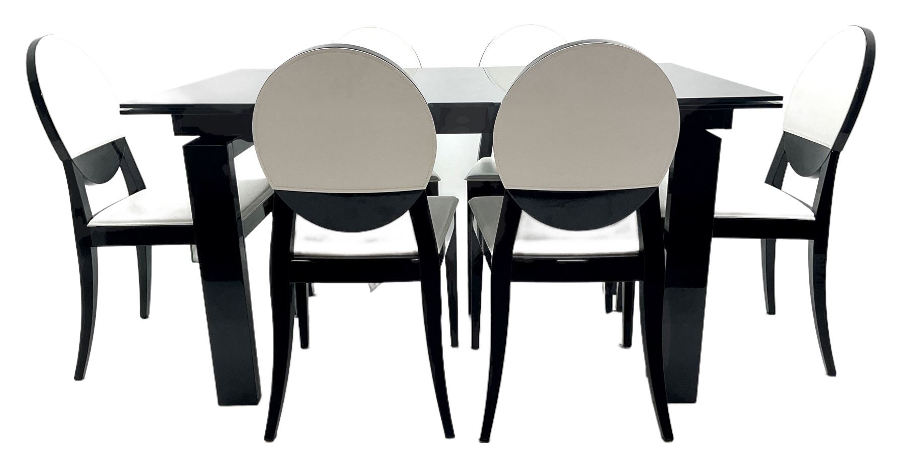 Casabella Dolce Vita black gloss and glass extending dining table