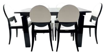 Casabella Dolce Vita black gloss and glass extending dining table