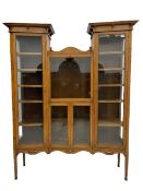 Early 20th century oak drop centre display cabinet