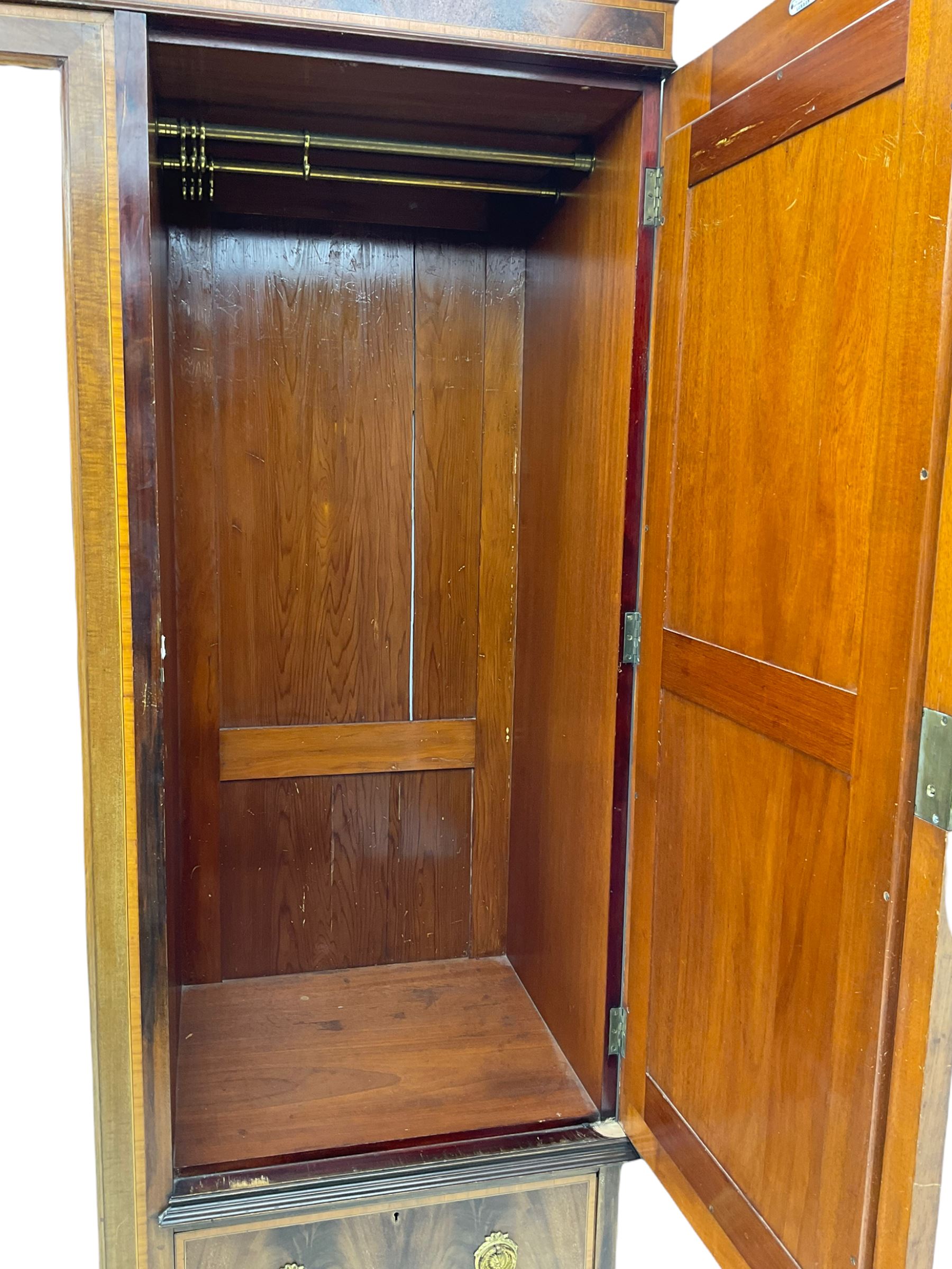 James Shoolbred & Co. London - Edwardian inlaid mahogany triple combination wardrobe - Image 4 of 7