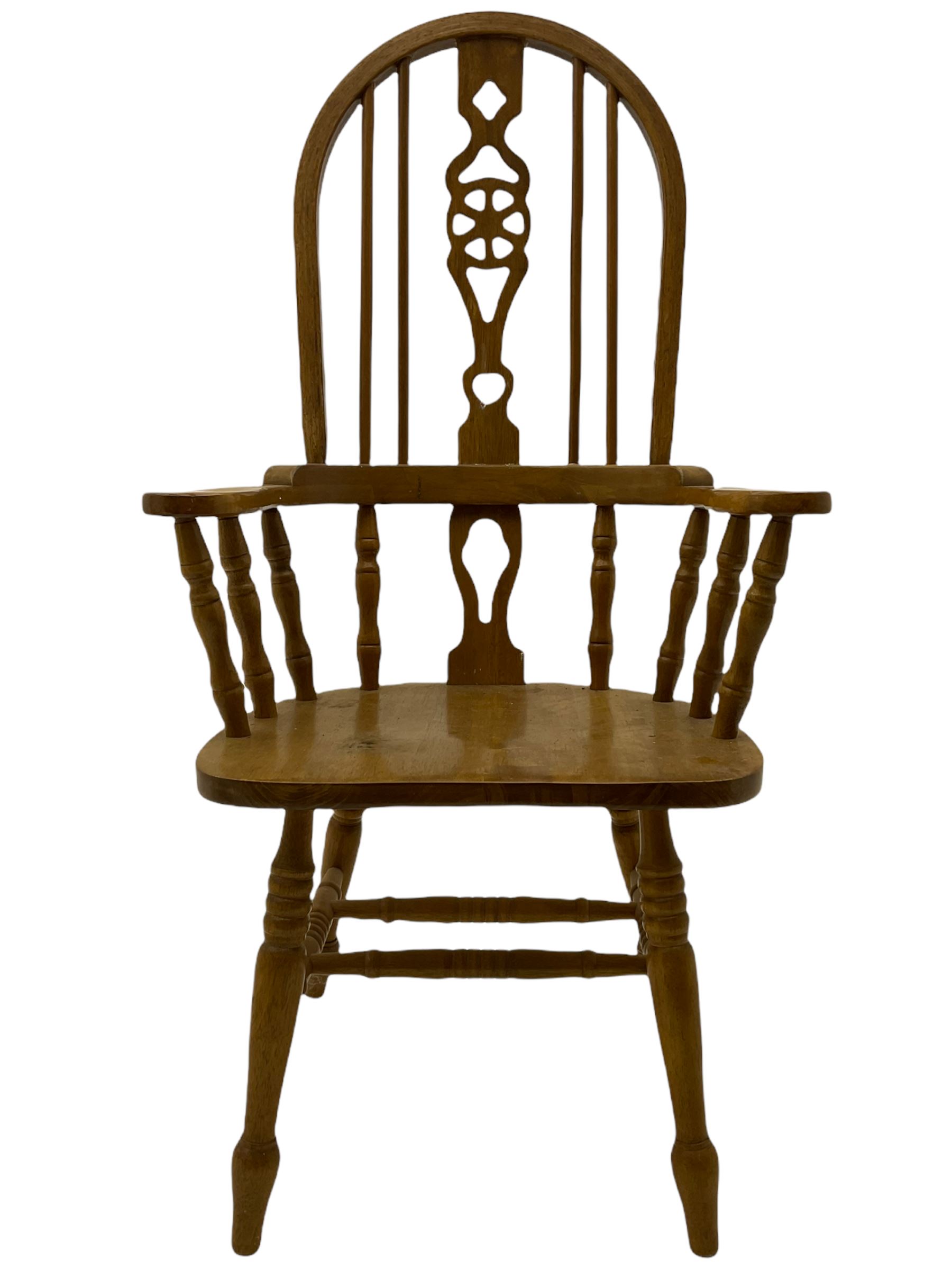 Set of six lightwood Windsor style dining chairs - Image 6 of 12