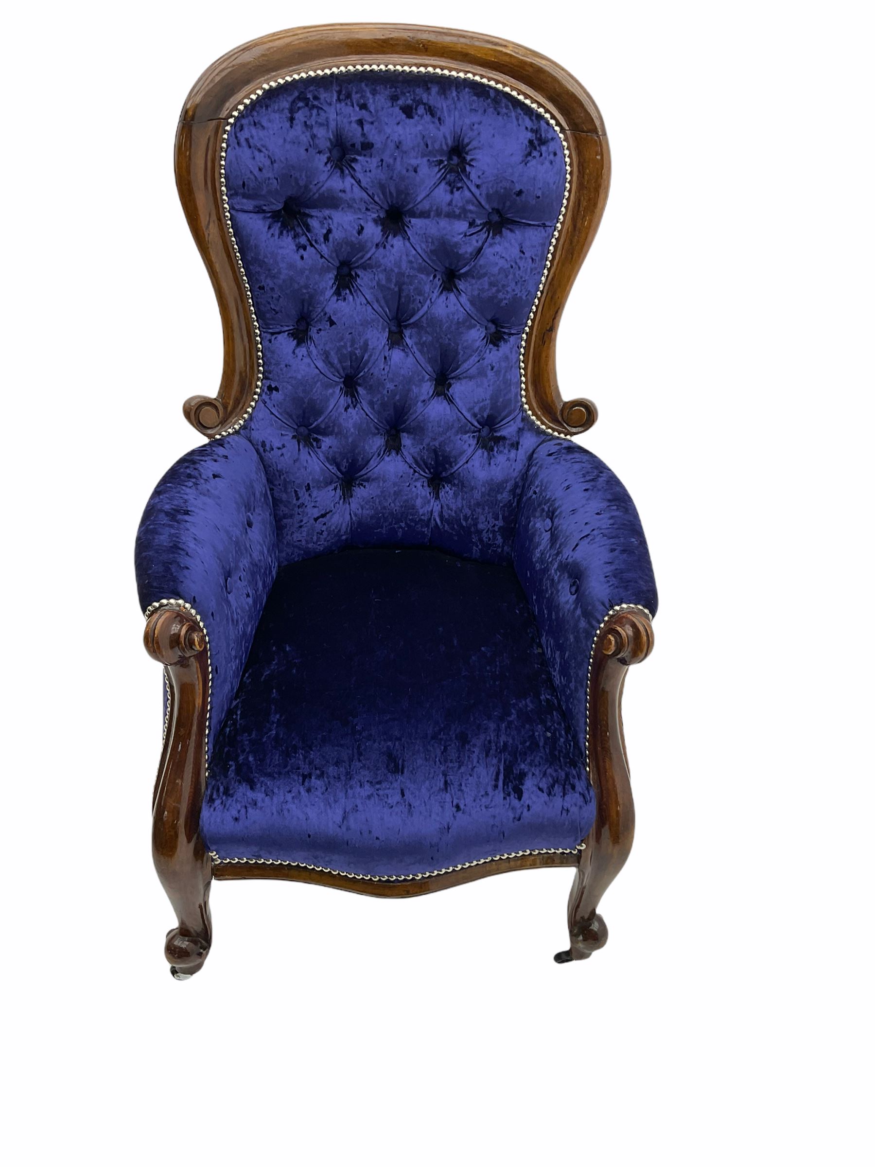 Victorian style walnut framed armchair - Image 2 of 5