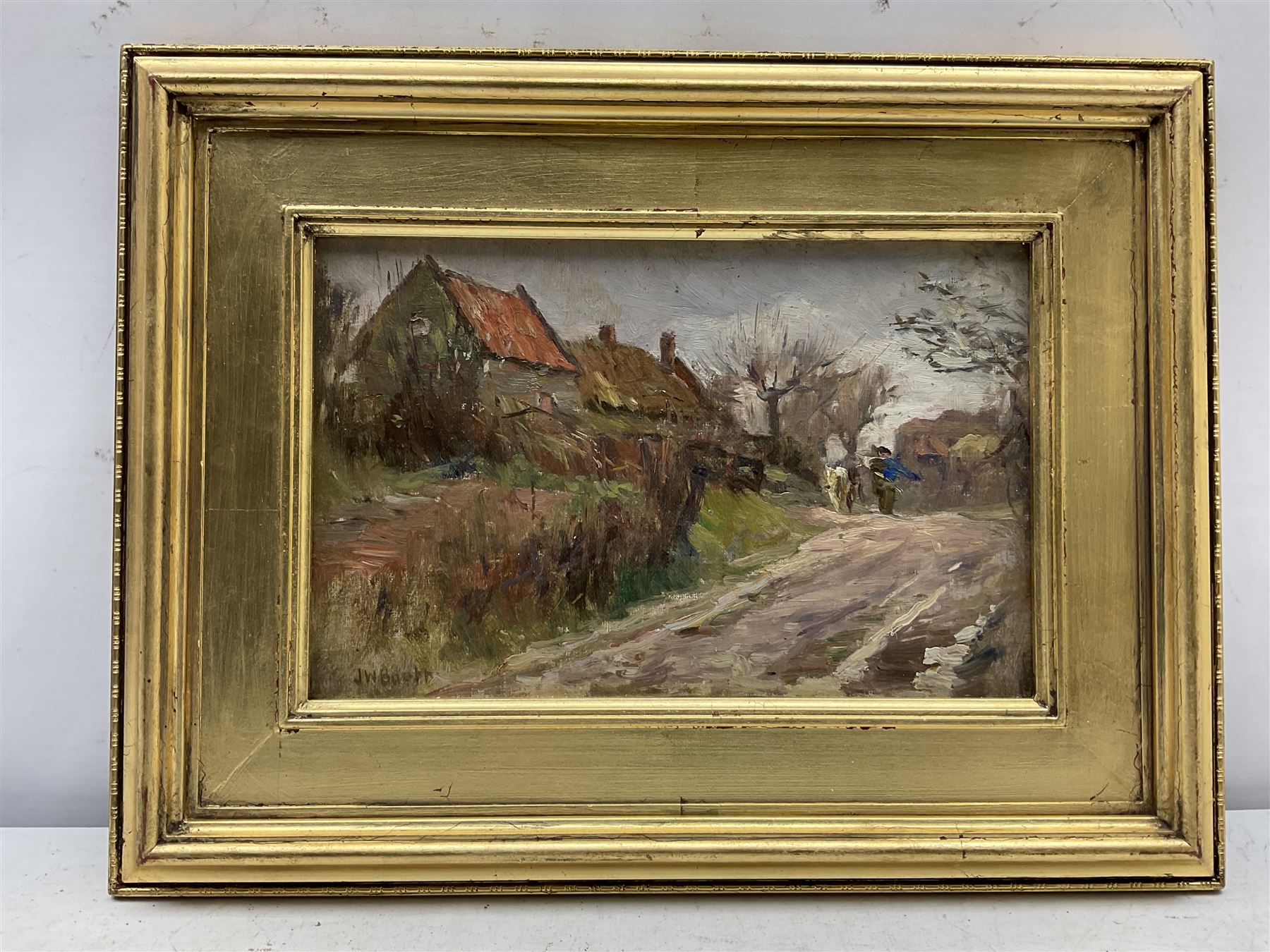 James William Booth (Staithes Group 1867-1953): Figures on Country Lane - Image 2 of 4