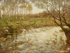 Paul Paul (Staithes Group 1865-1937): Wooded River Landscape