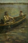 French School (19th/20th century): Man and Boy Fishing