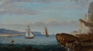 Gilbert Burling (American 1843-1895): Shipping off a Rocky Coast