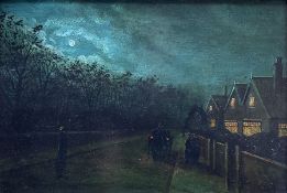 Wilfred Bosworth Jenkins (British 1857-1936): Moonlight Suburban Street