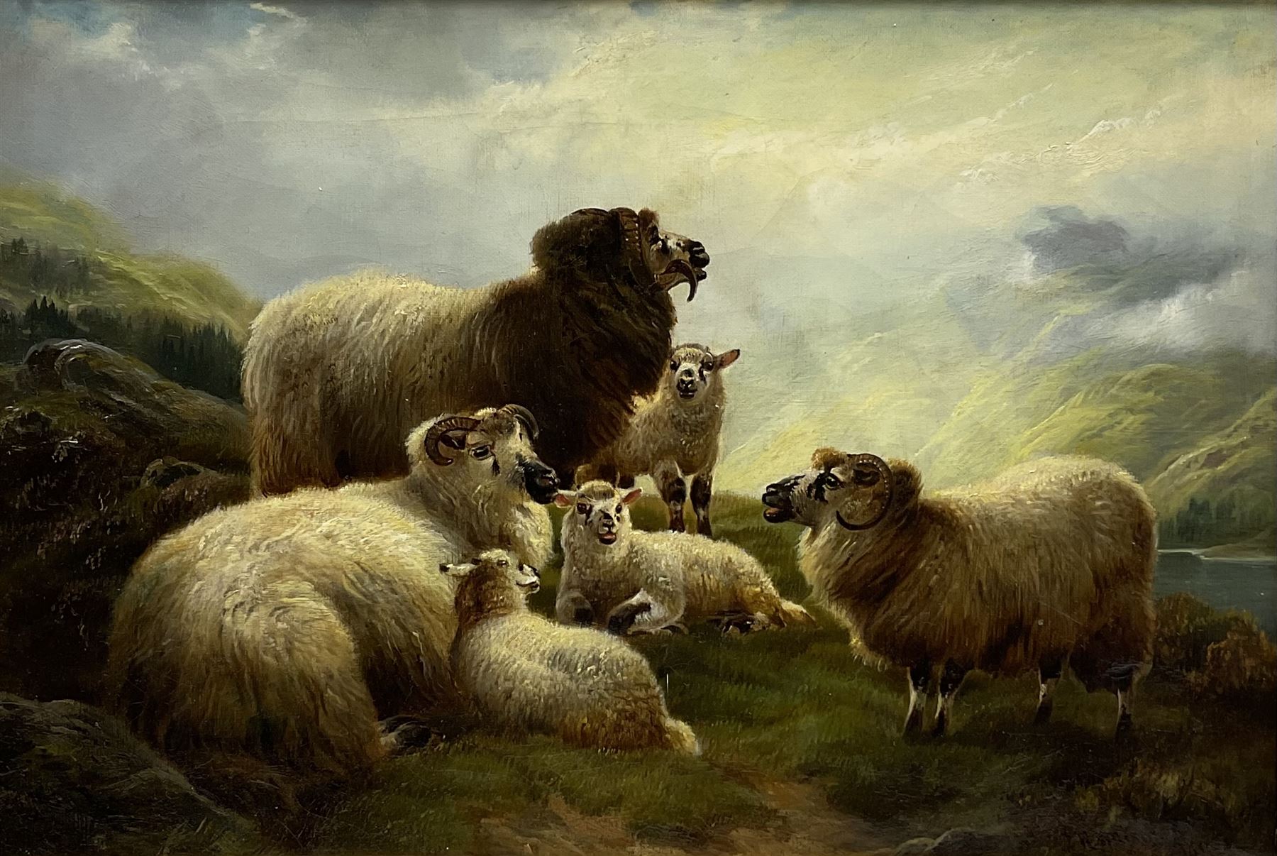 Robert Watson (British 1865-1916): Sheep in a Highland setting