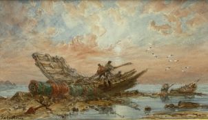 George Weatherill (British 1810-1890): Wreckage on the Shoreline