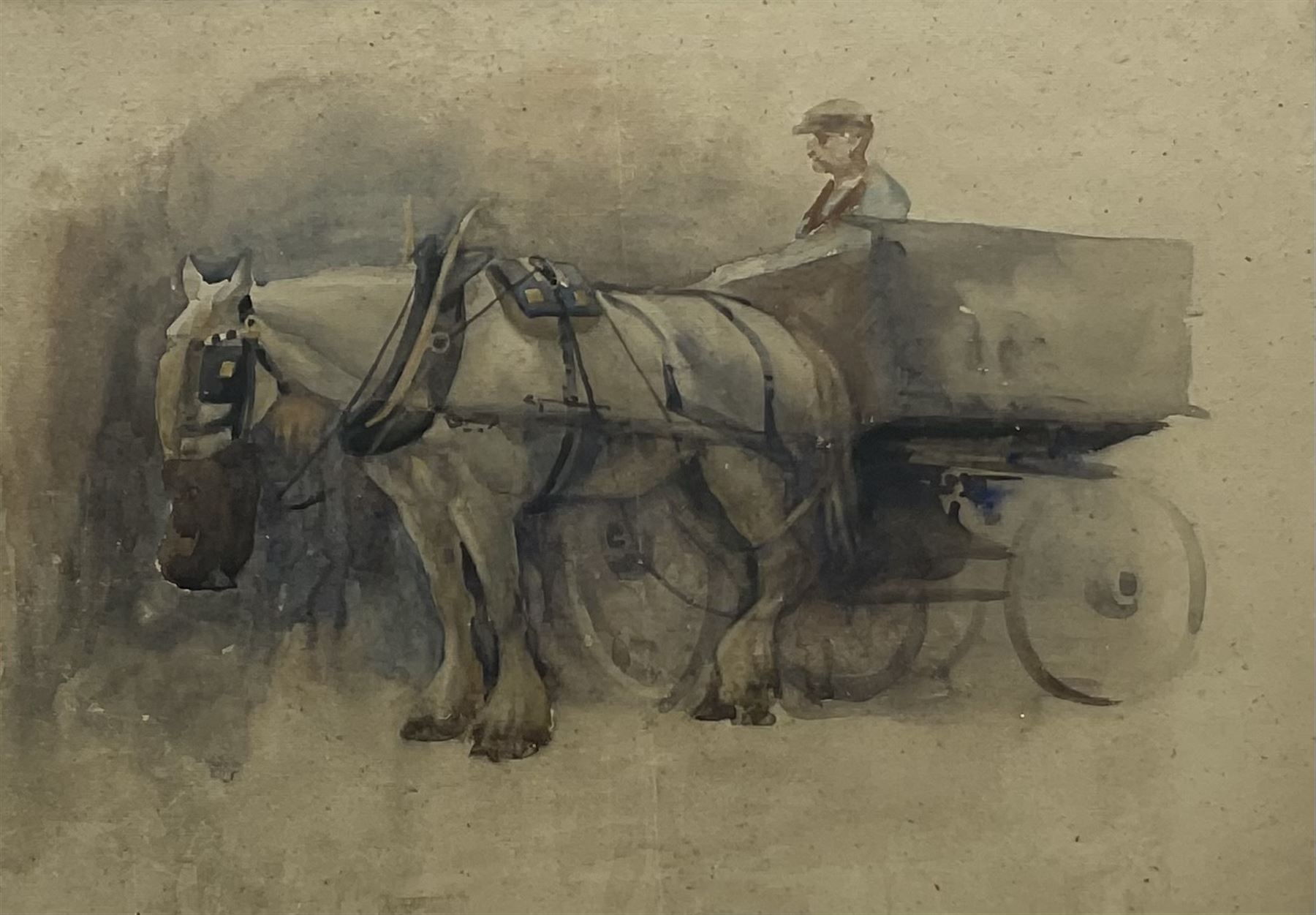 Haydn Reynolds Mackey (British 1881-1979): Working Horse with Sussex Cart