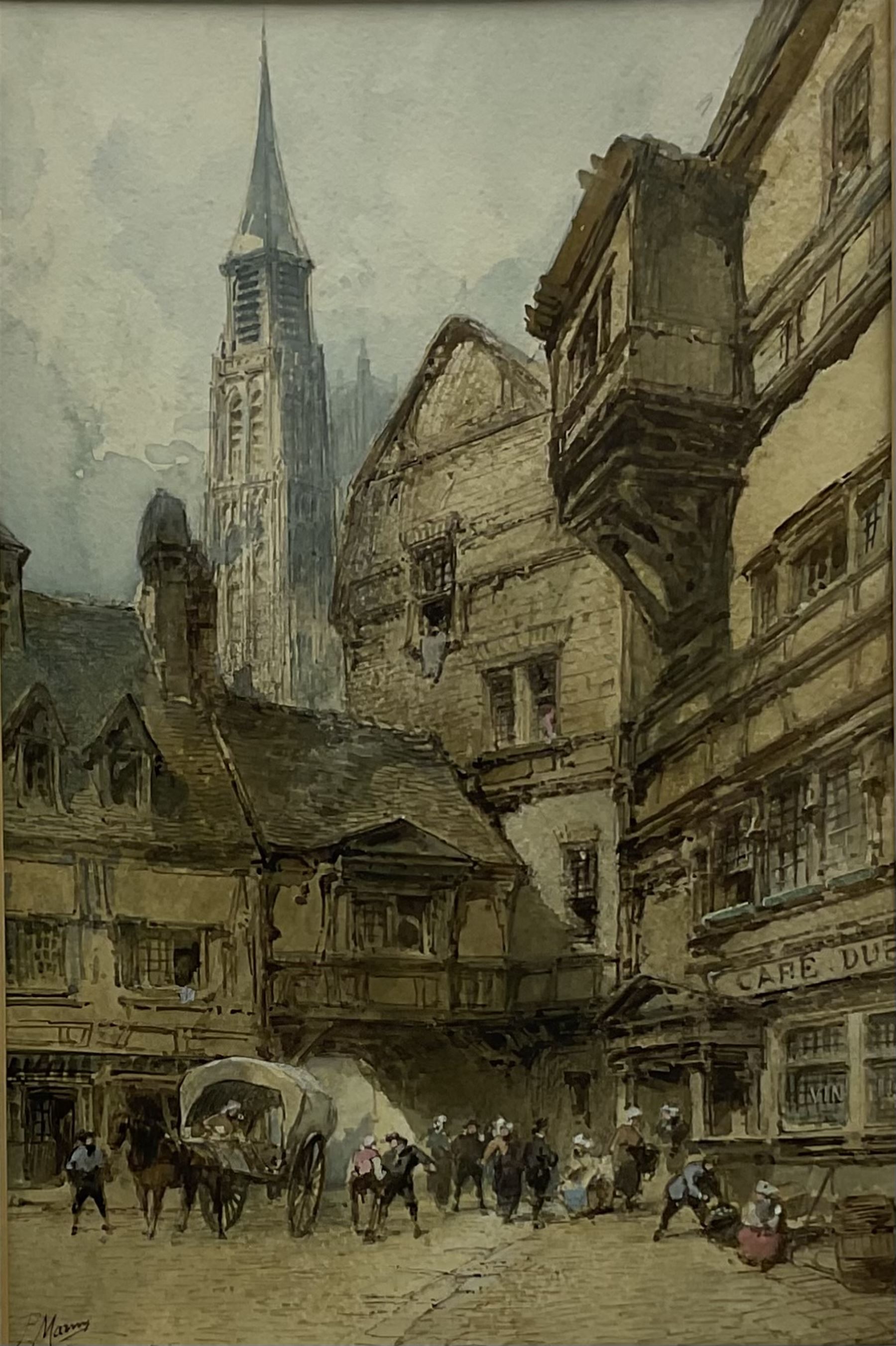 Paul Marny (French/British 1829-1914): Continental Town Square