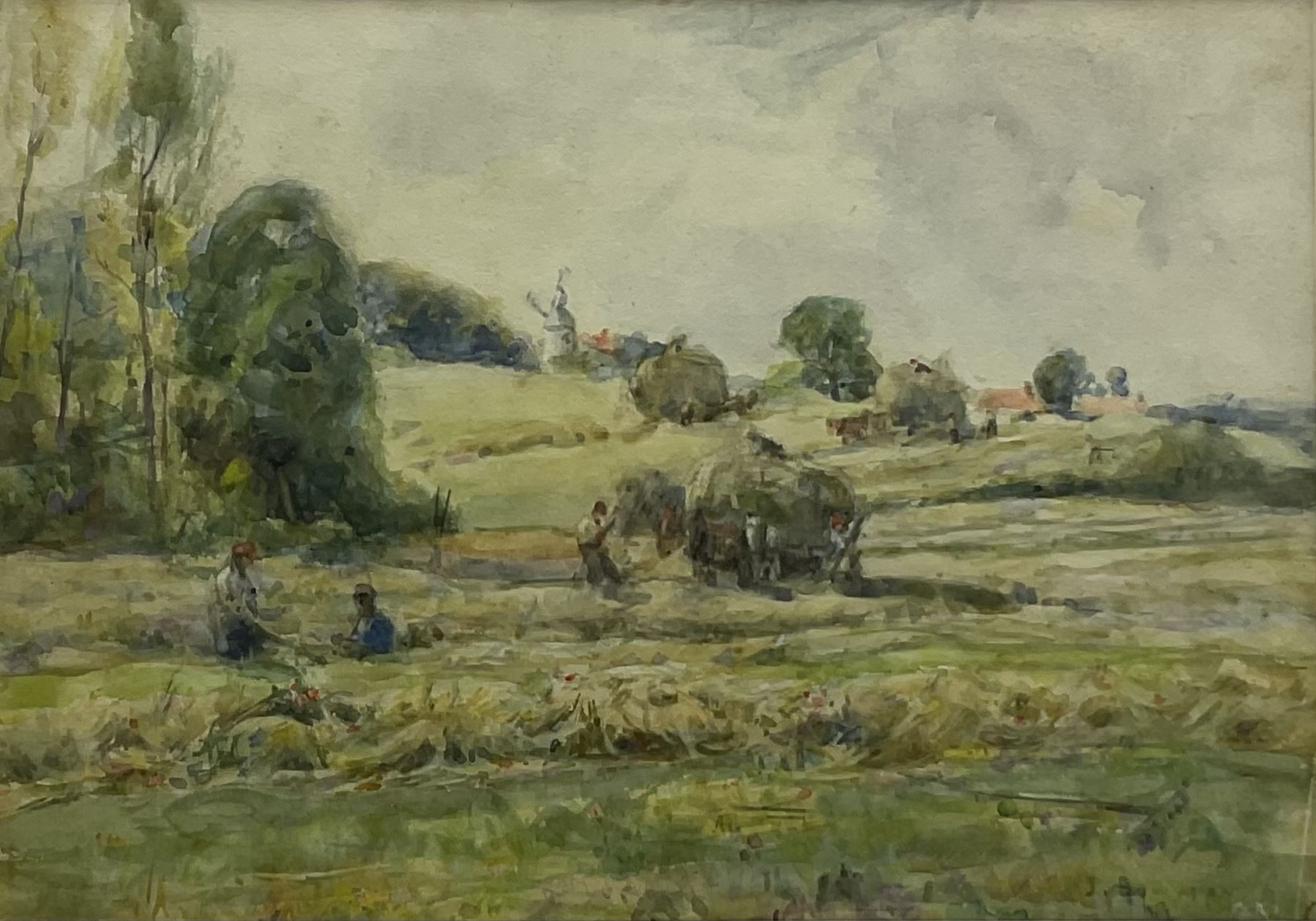 John Bowman (Staithes Group 1872-?): Haytime and a Watermill