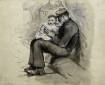 Robert Jobling (Staithes Group 1841-1923): Fisherman with Child