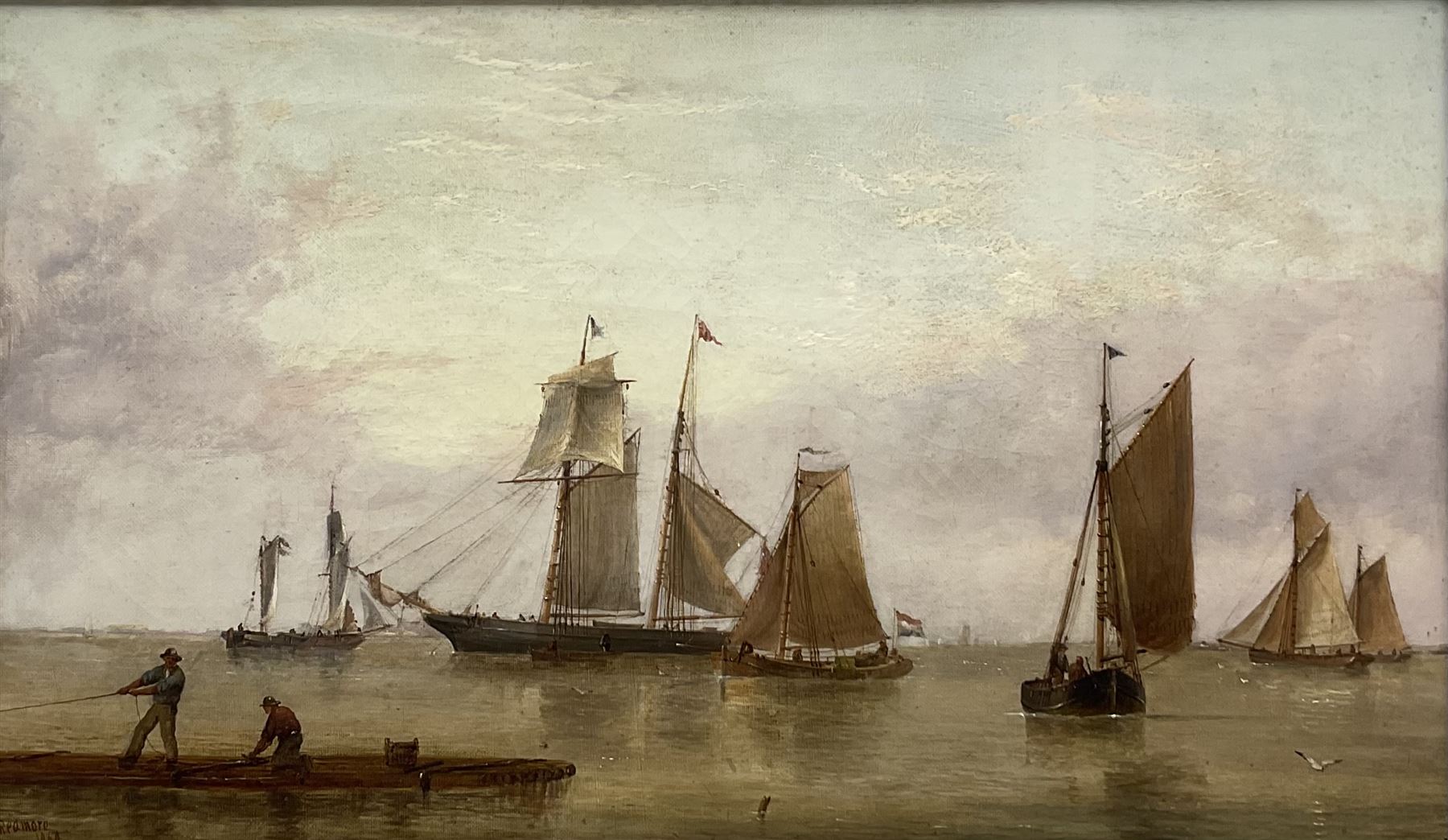Henry Redmore (British 1820-1887): Sailing Vessels in a Calm Estuary