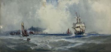 Frank Henry Mason (Staithes Group 1875-1965): 'Scarborough' - Sail and Steam Vessels