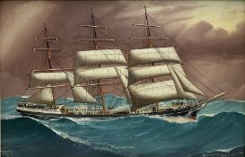 Reginald Arthur Borstel (Australian 1875-1922): Sailing Ship's Portrait 'Milverton'