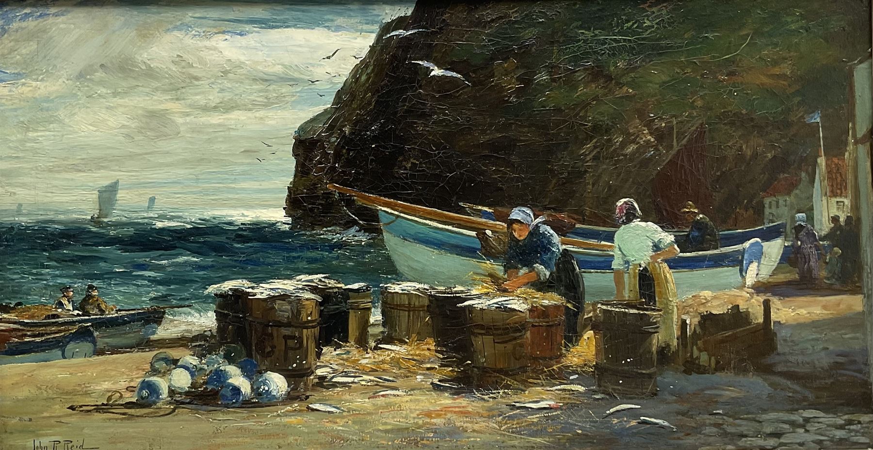 John Robertson Reid (Scottish 1851-1926): 'Herring Harvest Staithes'