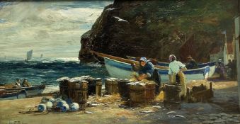 John Robertson Reid (Scottish 1851-1926): 'Herring Harvest Staithes'