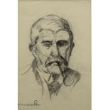 Theophile Alexandre Steinlen (French 1859-1923): Portrait of a Man with a Pipe