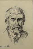 Theophile Alexandre Steinlen (French 1859-1923): Portrait of a Man with a Pipe