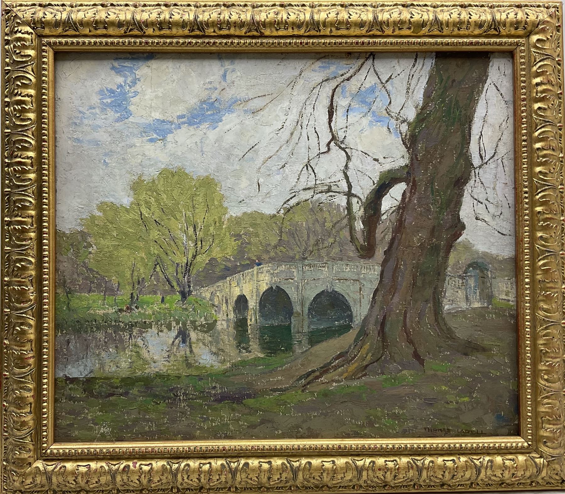 Thomas La Dell (British 1883-1971): Country Park with Stone Bridge - Image 2 of 4