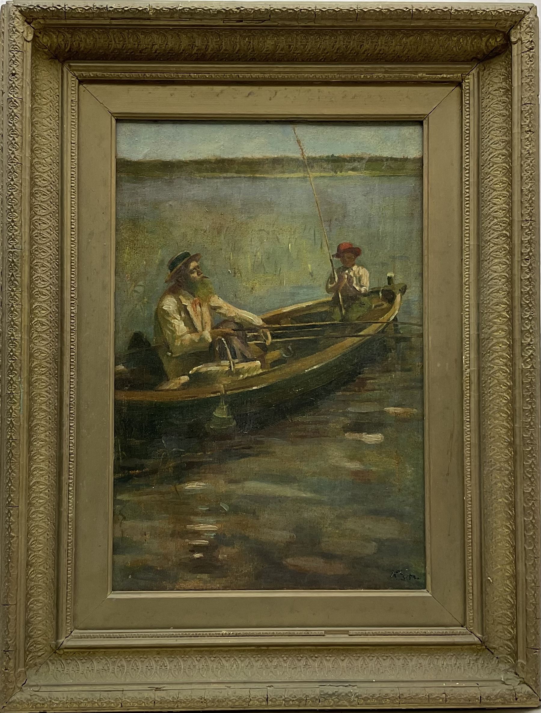 French School (19th/20th century): Man and Boy Fishing - Image 3 of 4